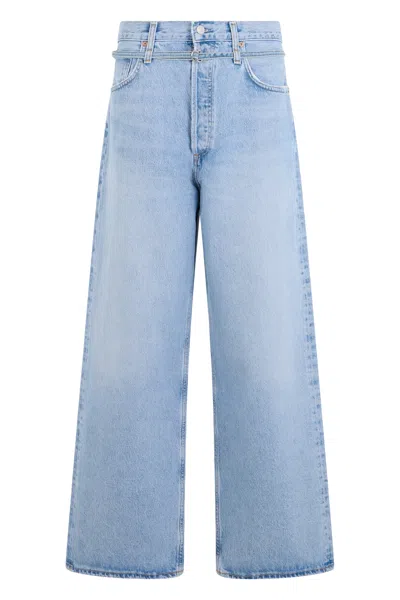Agolde Wide-leg Cotton Jeans In Light Blue