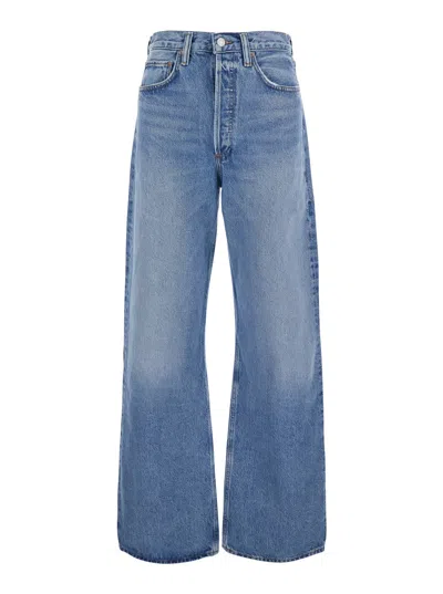 Agolde Wide-leg Vintage-wash Denim Jeans For Women In Blue