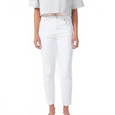 Agolde Willow Mid-rise Slim Crop Jeans In Sour Cream In White
