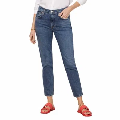 Agolde Willow Mid Rise Slim Straight Jeans In Rush In Blue