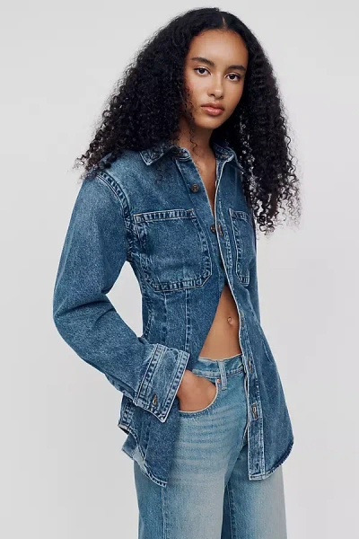 Agolde Wilma Denim Shirt Top In Dark Wash