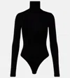 Agolde Wilma Jersey Turtleneck Bodysuit In Black