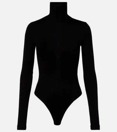 Agolde Wilma Jersey Turtleneck Bodysuit In Black