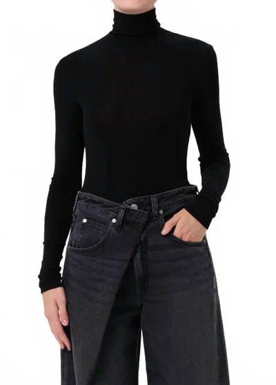 Agolde Wilma Turtleneck Bodysuit In Black