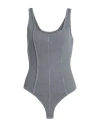 Agolde Woman Bodysuit Grey Size M Organic Cotton, Lyocell, Elastane