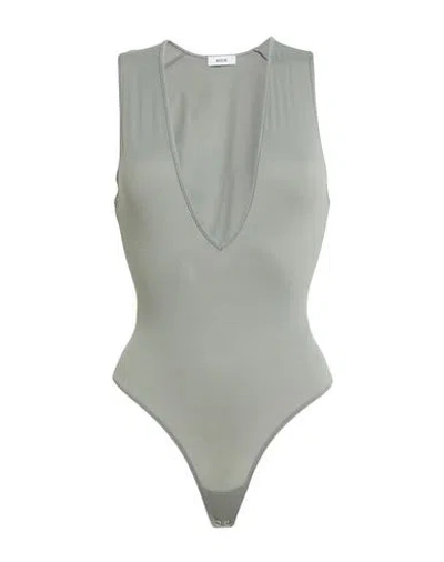 Agolde Woman Bodysuit Khaki Size M Polyamide, Elastane In Gray
