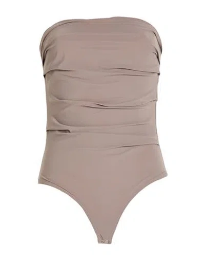 Agolde Woman Bodysuit Taupe Size M Polyamide, Elastane In Gray