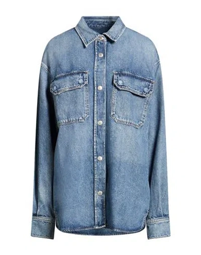 Agolde Woman Denim Shirt Blue Size M Recycled Cotton, Recycled Lyocell