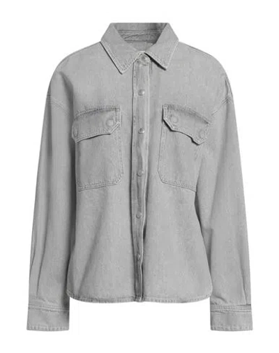 Agolde Woman Denim Shirt Grey Size L Cotton, Post-consumer Recycled Cotton