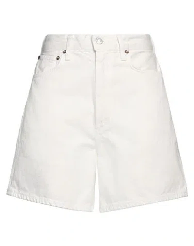 Agolde Woman Denim Shorts Ivory Size 26 Organic Cotton In White