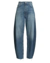 Agolde Luna High Rise Pieced Taper Jeans In Split Azul Denim Oscuro In Multi