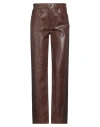 Agolde Woman Pants Chocolate Brown Size 25 Recycled Leather, Polyurethane, Polyester