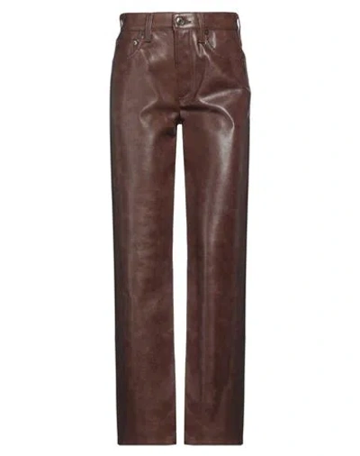 Agolde Woman Pants Chocolate Brown Size 25 Recycled Leather, Polyurethane, Polyester