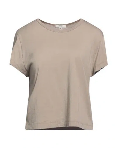 Agolde Woman T-shirt Khaki Size S Modal, Supima In Beige