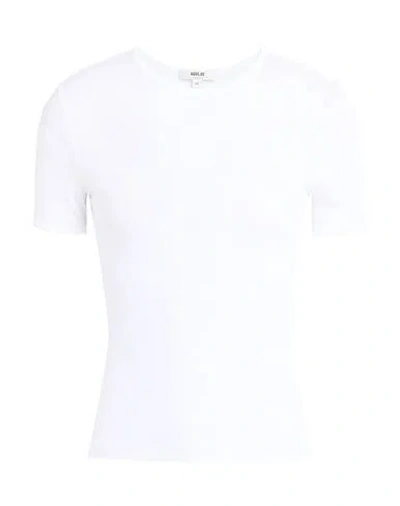Agolde Woman T-shirt White Size L Viscose, Elastane