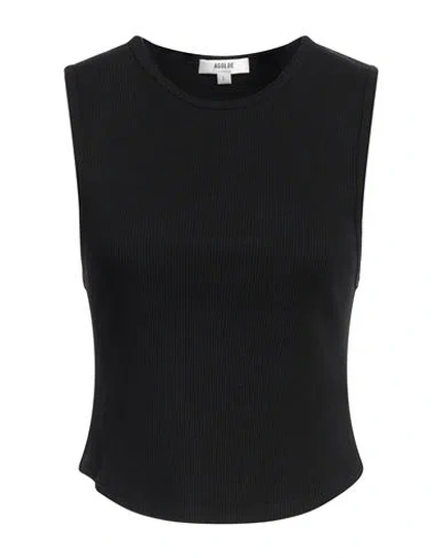 Agolde Woman Tank Top Black Size L Organic Cotton, Lyocell, Elastane
