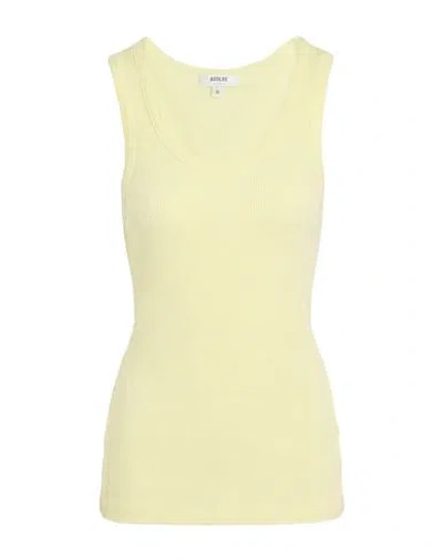 Agolde Woman Tank Top Pastel Yellow Size M Organic Cotton, Lyocell, Elastane