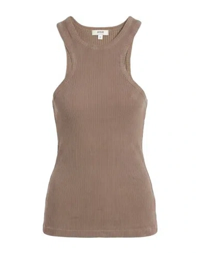 Agolde Woman Tank Top Taupe Size M Organic Cotton, Elastane In Brown