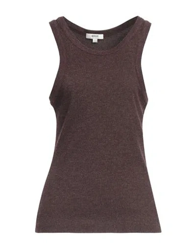 Agolde Woman Top Dark Brown Size L Polyester, Cotton, Rayon