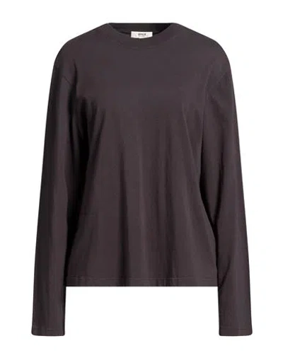 Agolde Woman T-shirt Charcoal Size S Organic Cotton In Brown