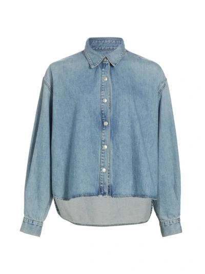 Agolde Women's Aidan High-low Denim Shirt In Shout