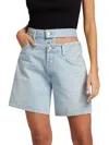 Agolde Broken Waistband Shorts In Blue