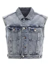 Agolde "charli" Denim Vest With Chest And Side Pockets In Light Blue