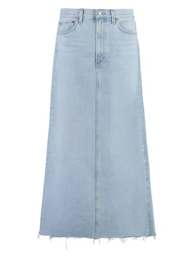 Agolde Women's Denim Maxi Skirt In Clear Blue