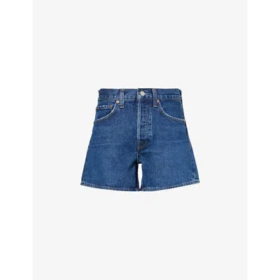 AGOLDE WOMENS ENAMOUR PARKER HIGH-RISE DENIM SHORTS