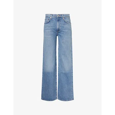 AGOLDE WOMENS HARPER STRAIGHT-LEG MID-RISE DENIM JEANS FLASH (MED MARBLE IND)