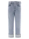 Agolde Used Effect Fran Jeans In Light Blue