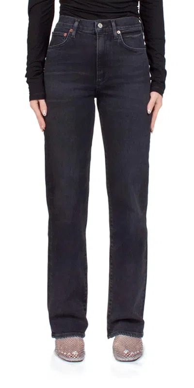 Agolde Women's Harper Straight Jean Hush In Black In Blue