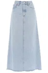 Agolde Hilla Mid-rise Back-slit Maxi Skirt In Practice In Light Blue