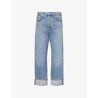 Agolde Fran Straight-leg Low-rise Recycled-cotton Denim Jean In Invention (vint Med Ind)
