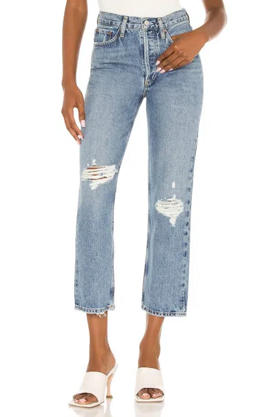 Agolde Women's Lana Crop Midrise Vintage Straight Jeans In Cornerstone In Multi