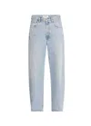 Agolde Luna Pieced High Waist Raw Hem Barrel Jeans In Multi