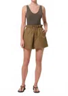 Agolde Lydia Toggle Waist Cotton Blend Shorts In Green
