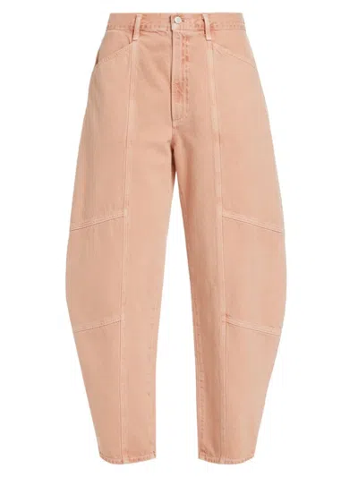 Agolde Women's Mara Mid-rise Barrel-leg Crop Jeans In Pink Salt