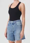 Agolde Women's Maria Rib Tank Thong Bodysuit In Black In Black