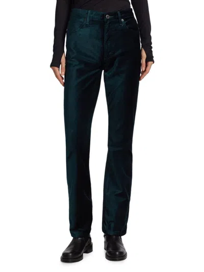 Agolde Women's Nico Velvet Boot-cut Trousers In Blue