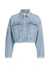Agolde Button Cropped Denim Jacket In Blue