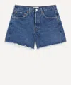 Agolde Parker Cutoff High Waist Relaxed Organic Cotton Denim Shorts In Blue