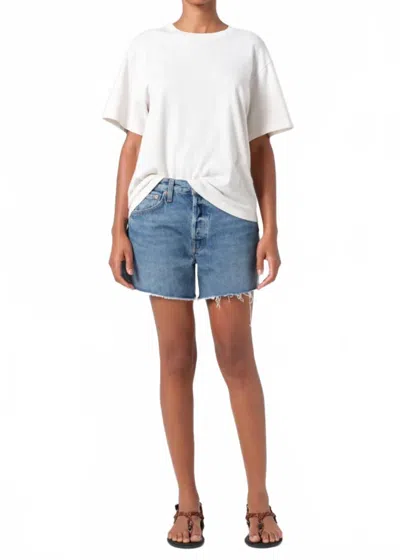 Agolde Women's Parker Long Short In Ruin In Blue