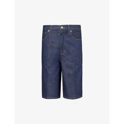 Agolde Nolan Contrast-stitch Denim Shorts In Pure (rinse Ind)