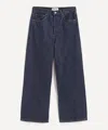 Agolde Wide-leg Denim Trousers With Metal Buttons In Blue