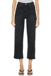 Agolde Ren Cropped High-rise Wide-leg Jeans In Black