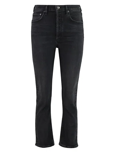 Agolde Women's Riley Cropped Jeans In Black