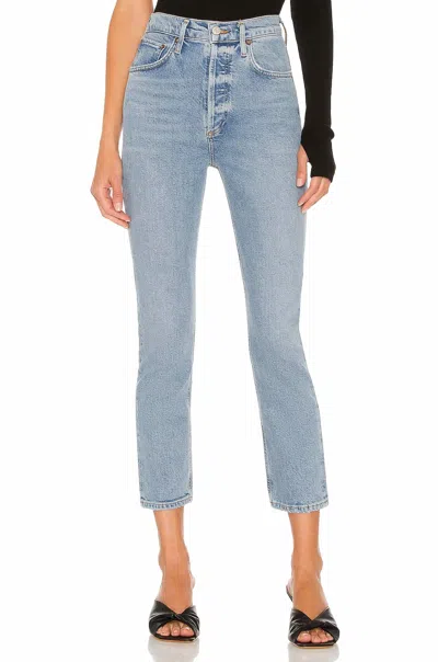 Agolde Women's Riley High Rise Straight Crop Jean In Shiver In Blue