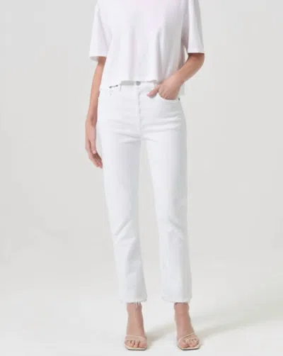Agolde Women's Riley High-rise Straight Crop Pant In Sour Cream In White