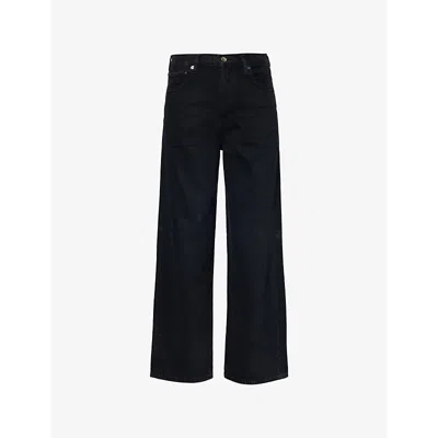 Agolde Ren Wide-leg High-rise Organic-cotton Denim Jeans In Black